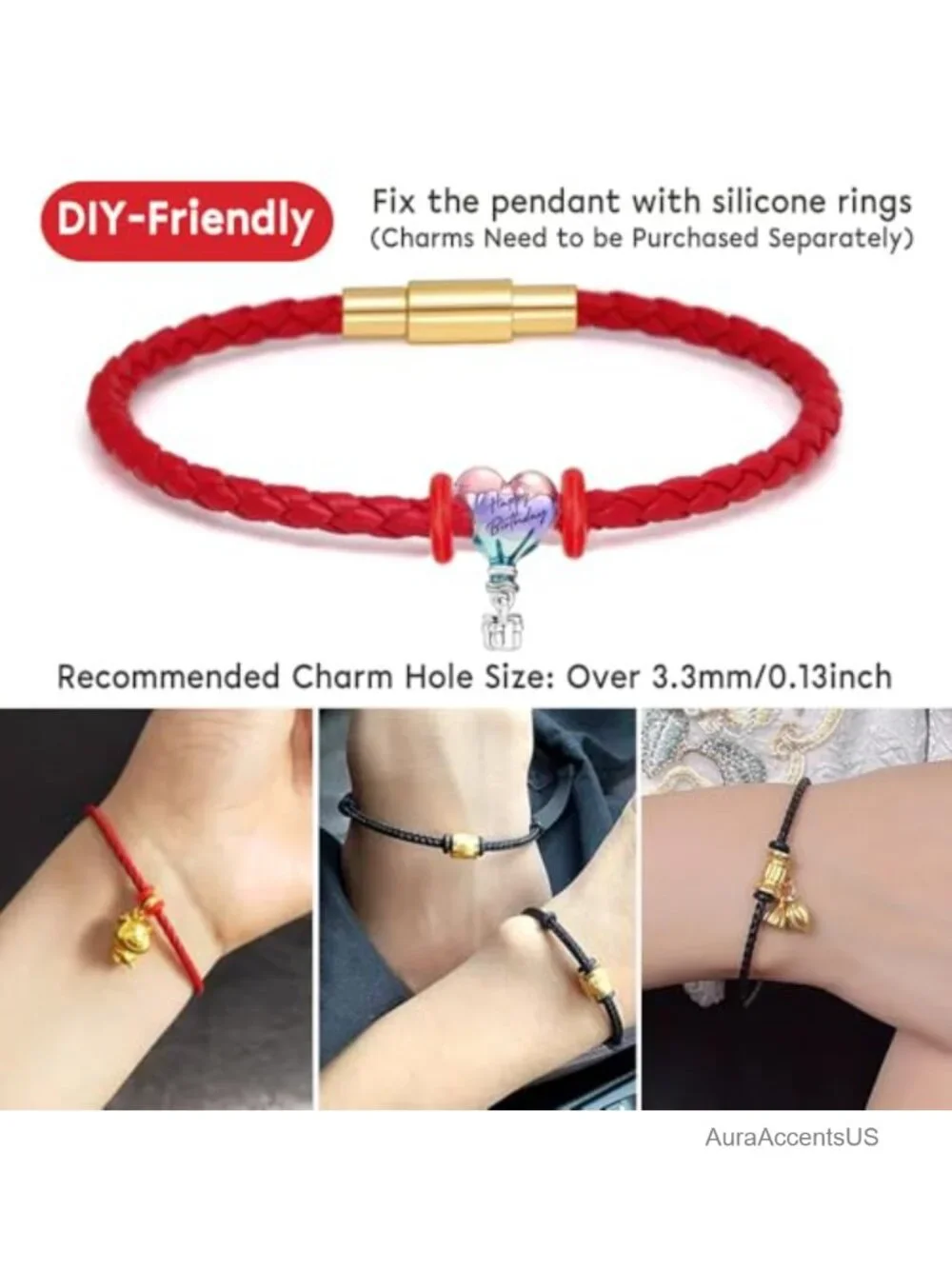 Adjustable Leather String Bracelet with Gold Plated Clasp, 18K Gold Plated